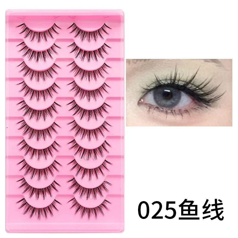 10 pairs Natural Lashes Manga Full Strip Lashes Makeup Bulk Wholesale Dropshipping Eyelash Extension Lashes Anime False Eyelash