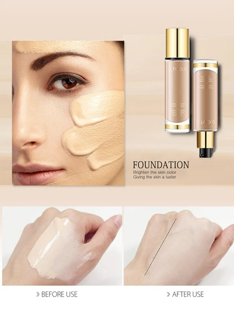 O.TWO.O Liquid Foundation Smooth Invisible Pores Conceal Flawless Makeup Base 8 Colors Waterproof Face Cosmetics 30ml