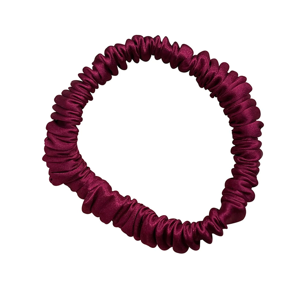 100% Real Mulberry Silk Skinnies Scrunchies Hair Bands Ties Gum Elastics Ponytail Holders No Damage for Women Girls 22 Momme 1CM