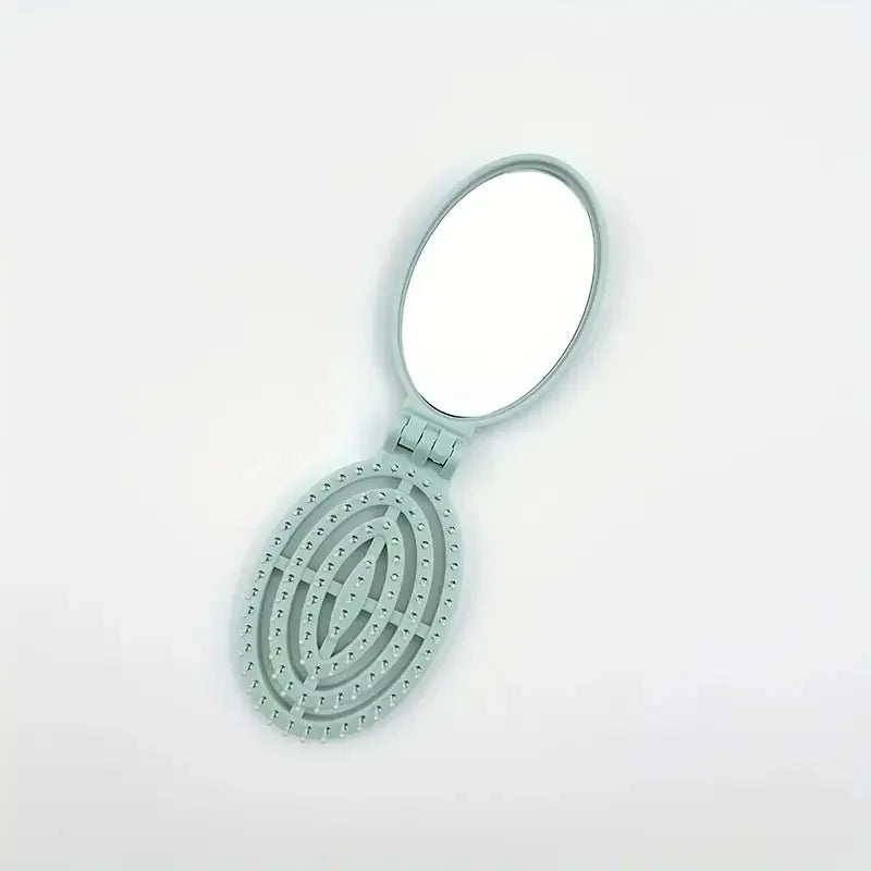 Portable Folding Hair Comb with Mirror, Lightweight & Travel-Friendly for On-the-Go Styling. A Perfect Gift for Women & Girls.