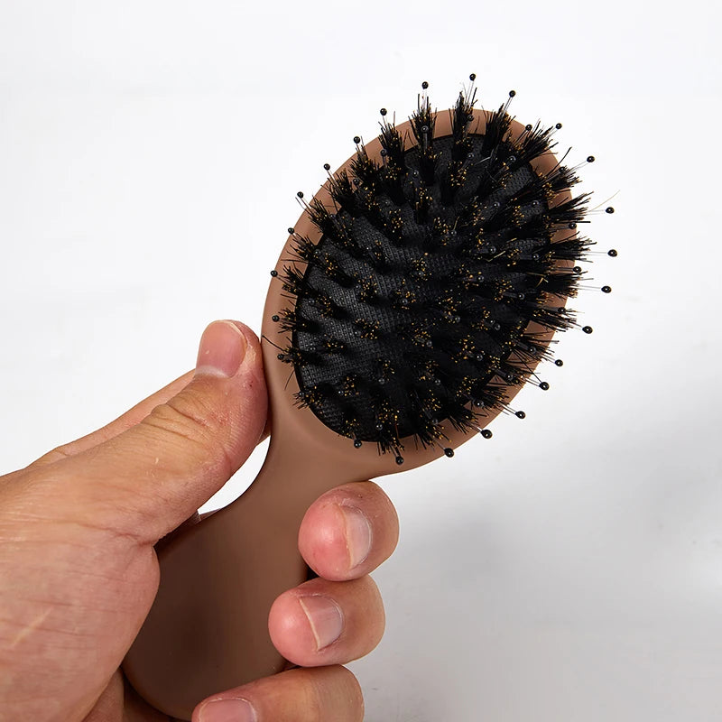 1Pcs Portable Mini Natural Boar Bristle Oval Hair Brush Comb Head Scalp Massage Comb Salon Hair Care Brush Styling Tool