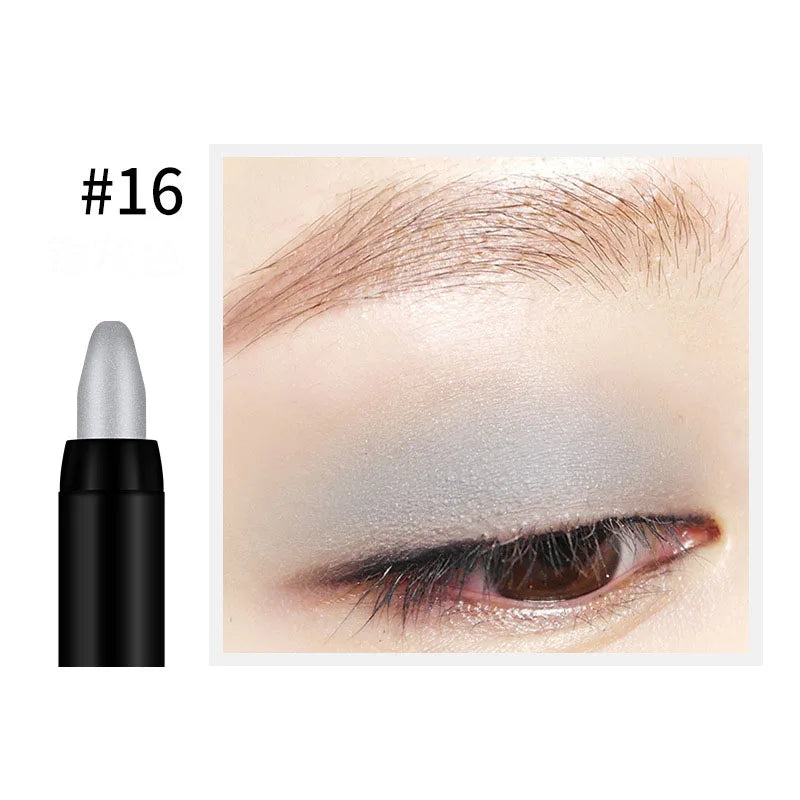 Waterproof Pearlescent Eyeshadow Pencil Stick 16 Colors Lasting Glitter Shimmer Eye Shadow Pen Eyeliner Stick Eyes Makeup Tools