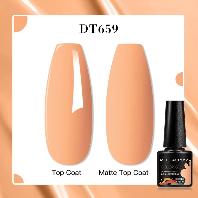 MEET ACROSS 160 Colors 7.3ml Gel Nail Polish Vernis Glitter Sparkly Semi Permanent Soak Off LED UV Gel Varnish Nail Art Manicure