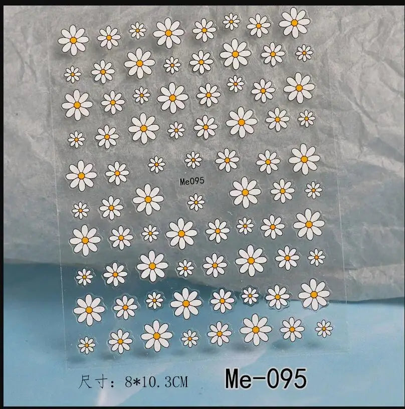 1PC 5D Macaron Flower/Fruit Nail Charms Sticker Embossed Bear/Rabbit/Letter Nails Slider Decals Summer Adhesive Manicure Decor&Y