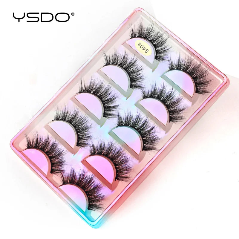 YSDO Eyelashes 3/5 Pairs Natural Long 3D Mink Lashes Fluffy Volume Mink False Eyelashes Cruelty Free Wispy Lashes Makeup Cilios