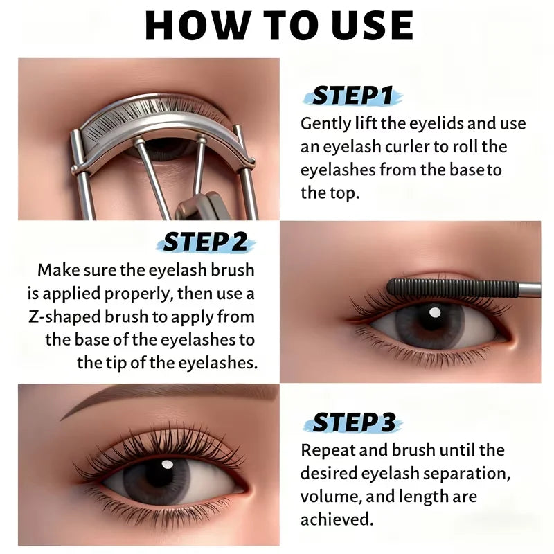 Waterproof Steel Tube Mascara,Black/Brown Waterproof Lengthening Curling Mascara,Non-Smudging Long-Lasting Volume Eyelash Makeup