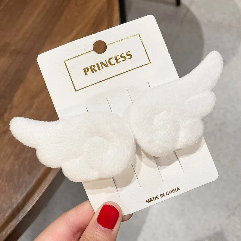 Y2K Sweet Cute Angel Wing Plush Hairpins Korean Girls Hair Clip Accessories Barrettes Hair Clips Headdress Headwear Ornaments
