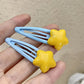 1/2/5 Pcs Y2K Hairpin Yellow Star Designs Bangs Side Clip Blue BB Barrettes Hair Snap Clips Summer Girls Hair Accessories