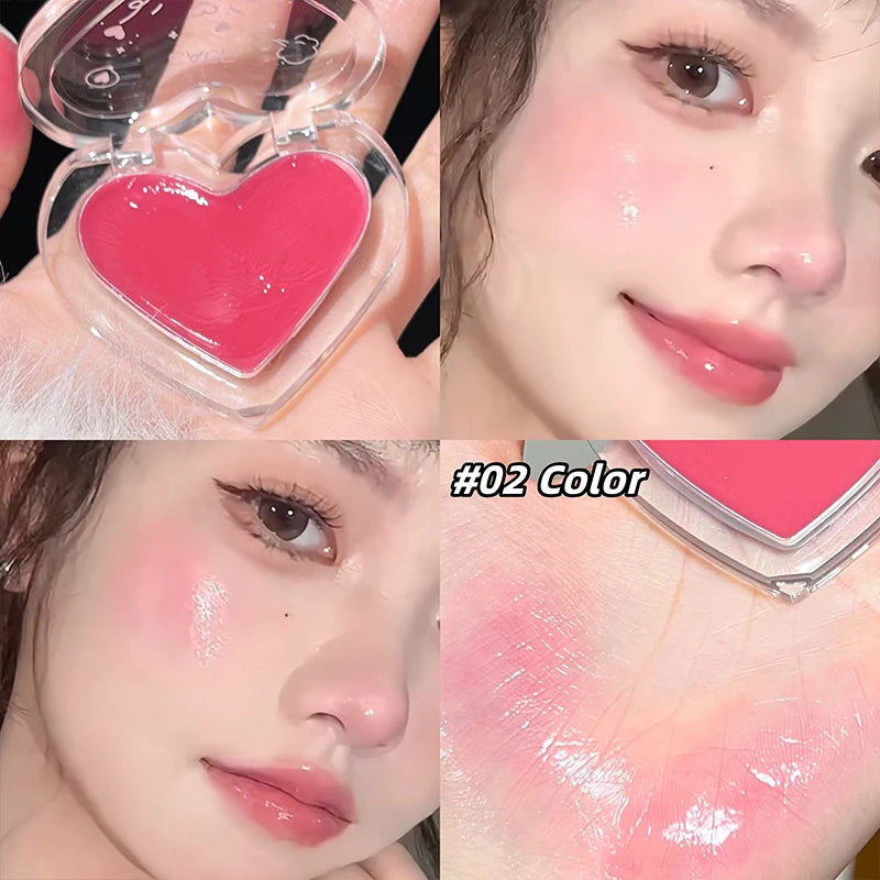 Love Heart Highlighter Blusher Palette Brightening Face Highlighter Cream Waterproof High Gloss Blush Illuminator Korean Makeup
