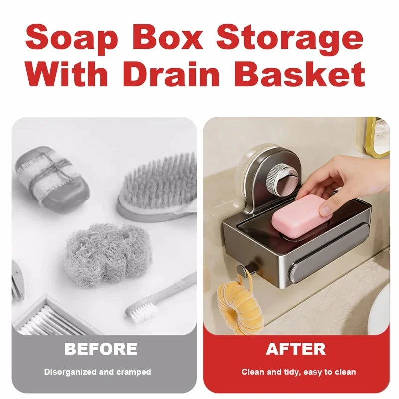 Bathroom Soap Holder Free-Punching Wall Mounted Soap Sponge Holder Organizer Double drainage Soap Dish Bathroom accessories