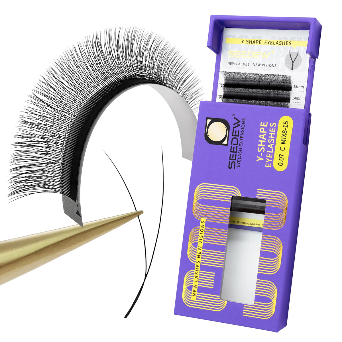 SEEDEW 0.07/0.10 Single Tip 2D V-Shaped Eyelashes Extension Small Velvet Flower Grafting False Eyelashes Soft Natural Lashes