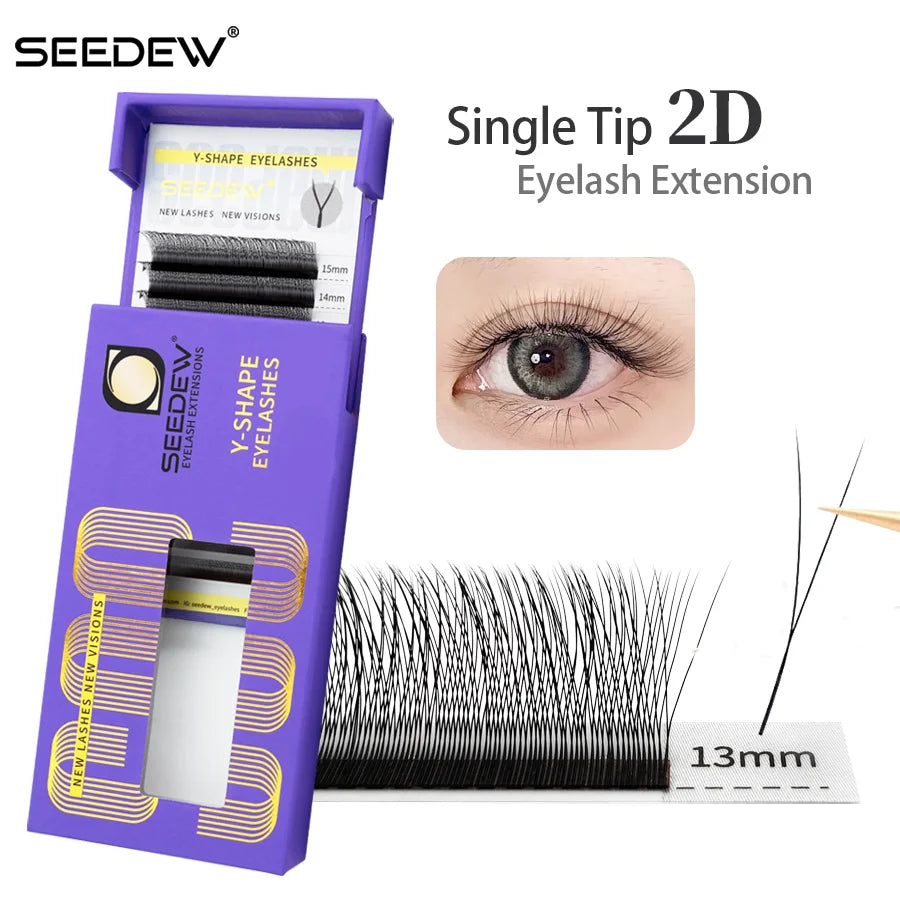 SEEDEW 0.07/0.10 Single Tip 2D V-Shaped Eyelashes Extension Small Velvet Flower Grafting False Eyelashes Soft Natural Lashes