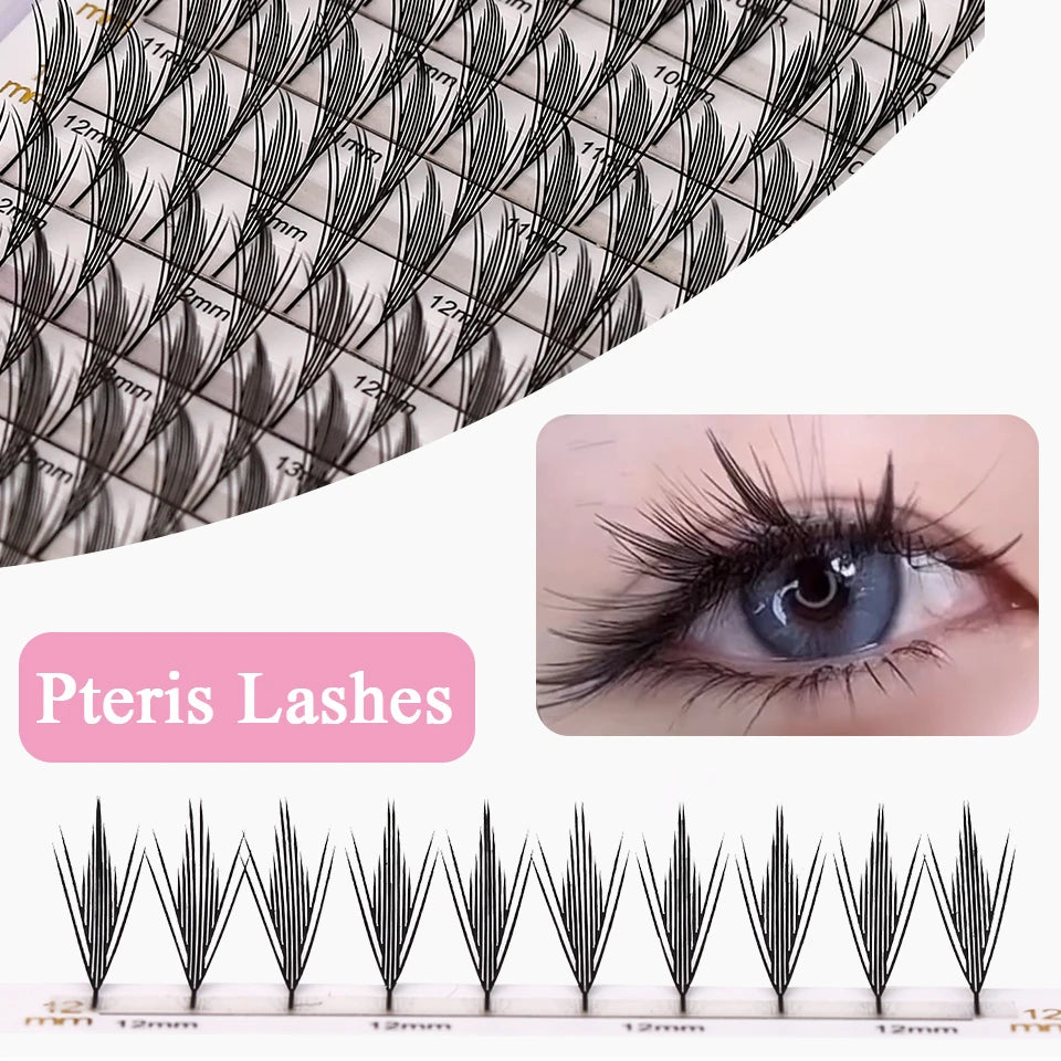 New Tinsel Premade Fans Eyelash Extension Holographic Anime Tower Tips Pro Made Eyelash Comic Feather Super Soft False Eyelashes