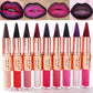 2IN1 Tapered Tip Lip Liner & Lipstick Gradient & Velvet Matte Finish Pearly Waterproof Non Stick Cup Liquid Lip Color Makeup Set