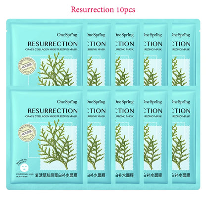 10pcs Centella Facial Masks Moisturizing Oil Control Anti-aging Repairing Fresh Fruits Face Sheet Mask Face Care skincare Masks