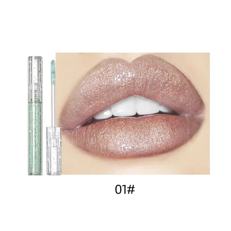 15 Colors Glitter Liquid Lipglaze Tint Laser Holographic Lipsticks Cosmetics Shiny Pigment Waterproof Makeup Women Lipglosses