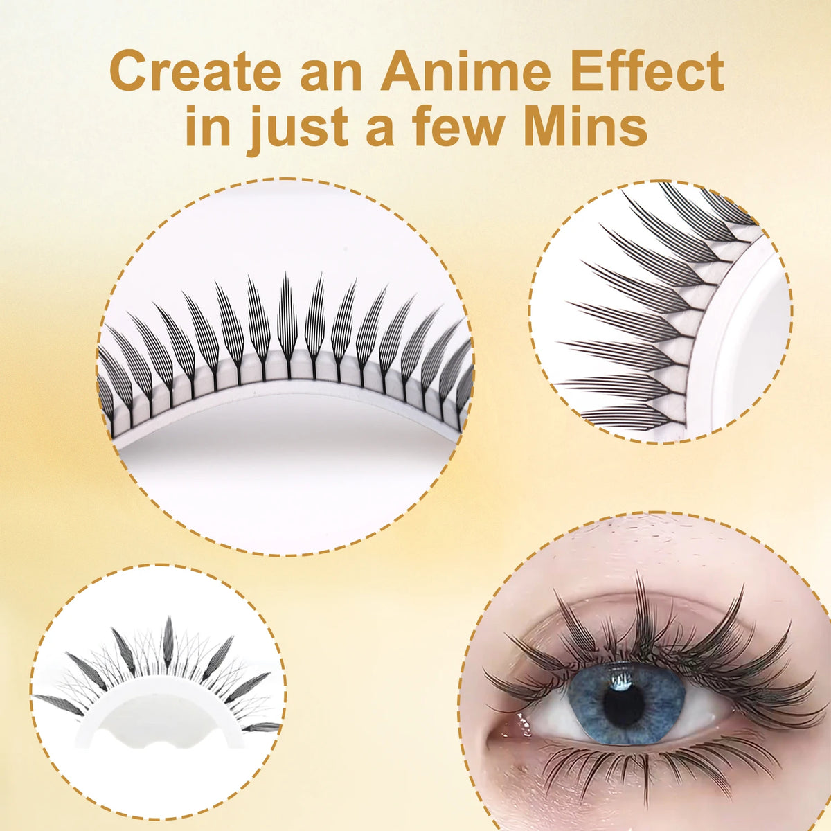 New Tinsel Premade Fans Eyelash Extension Holographic Anime Tower Tips Pro Made Eyelash Comic Feather Super Soft False Eyelashes