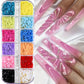 12Grids/Box Five-Petal Flower/Steel Beads Nail Art Charms Mixed-Size Flowers Gold/Silver Ball Rhinestones DIY Manicure Diamonds