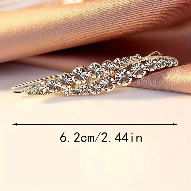 2pcs Elegant Leaf Design Hair Clips – Faux Pearl & Rhinestone Barrettes, Golden-Tone Alloy Hair Accessories for Women,