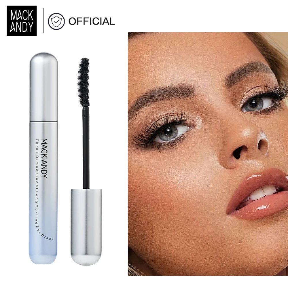 MACKANDY 3D Washable Mascara Makeup, Volumizing & Lengthening Defining Curling Buildable Formula Blackest Black, Paraben Free