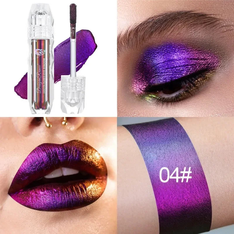 Metallic Discoloured Eye Shadow Purple Green Glitter Eyeshadow Makeup Chameleon Eyeshadow Liquid Polarized Colorful Cosmetics