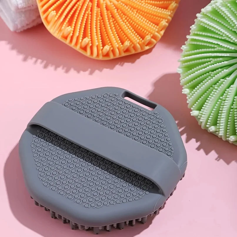 1pc Soft Silicone Exfoliating Brush Cleanser Manual Body Cleansing Scrubber Shower Gentle Massage Bath Brush Bathroom Accessorie