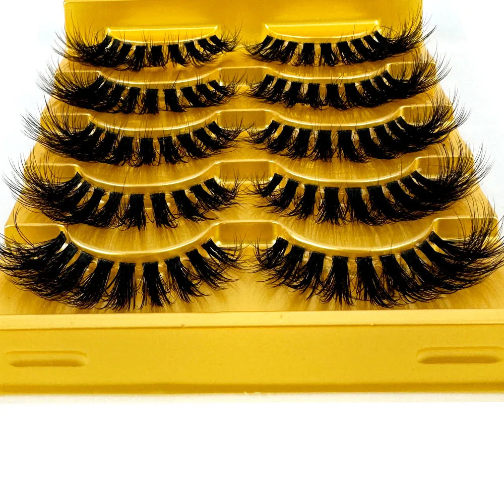 5pairs Mink Eyelashes Invisible Band Lash Extension Natural False Eyelashes Cross Cluster Fairy 3D Faux Big Eye Long Fake Lashes