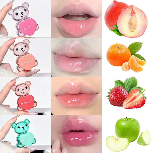 Cappuvini Soft and Cute Bear Lip Balm Moisturizing and Hydrating, Reduces Lip Lines, Non-Greasy, Limited Edition for Christmas and Halloween, Autumn and Winter Lip Care.