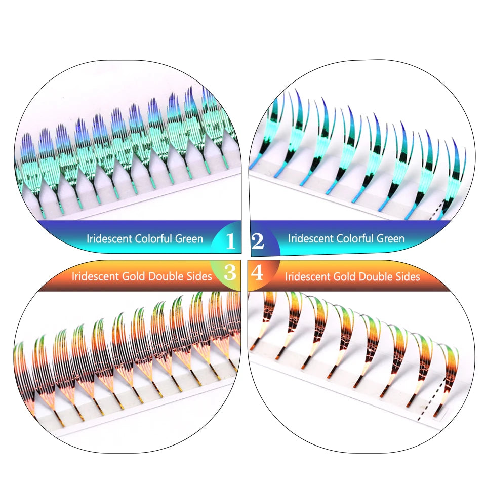 New Tinsel Premade Fans Eyelash Extension Holographic Anime Tower Tips Pro Made Eyelash Comic Feather Super Soft False Eyelashes