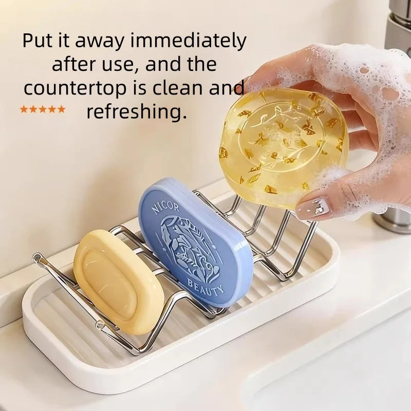 2pcs Wave Soap Rack Soap Box Soap Dish Soap Drain Box Bathroom Countertop Shelf Kitchen Storage Rack Multi-Compartment Soap Rack