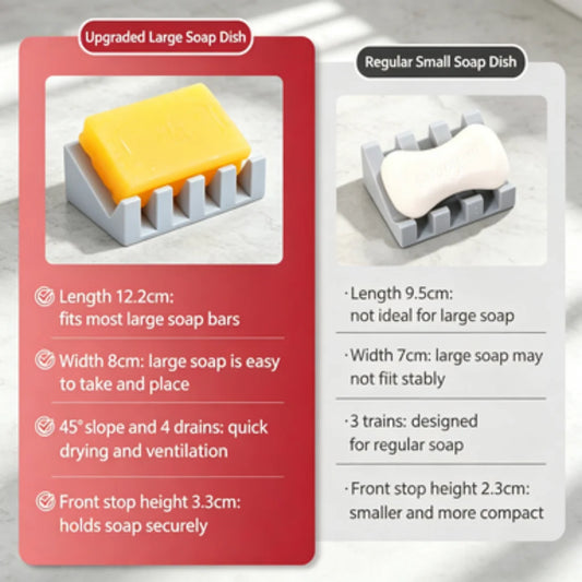 Creative Silicone Draining Soap Dish, Large Bathroom Soap Holder, Quick-Dry No Water Accumulation, Convenient Hand Soap Dish