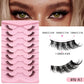 Veltrinay Natural Half Lashes Cat Eyelashes Soft Wispy with Clear Invisible Band Reusable Faux Mink Eyelashes Makeup