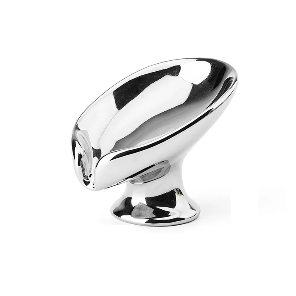 Ceramic Self Draining Soap Holder Leaf Shape Gold Silver Soap Dish with Drain Holes Bathroom Storage Holder Counter Tray