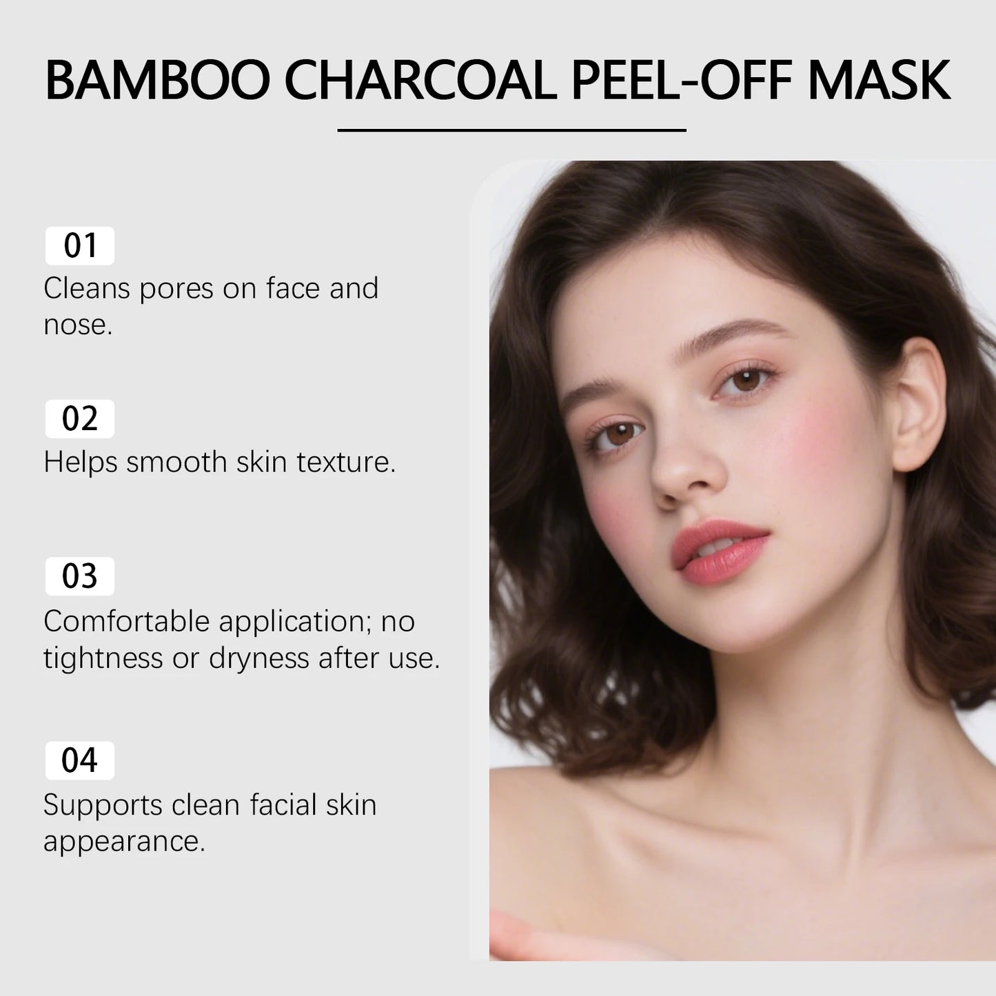 Bamboo Charcoal Peel-Off Mask - Hydrating and Moisturizing, Gentle Cleansing for Facial Skin, Daily Soft and Refreshing Care