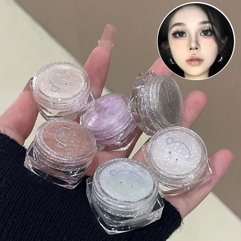 Sparkling Glitter Liquid Gel Eyeshadow Metallic Silver White Highlighter Sequins Eye Shadow Waterproof Shiny Silkworm Eye Makeup