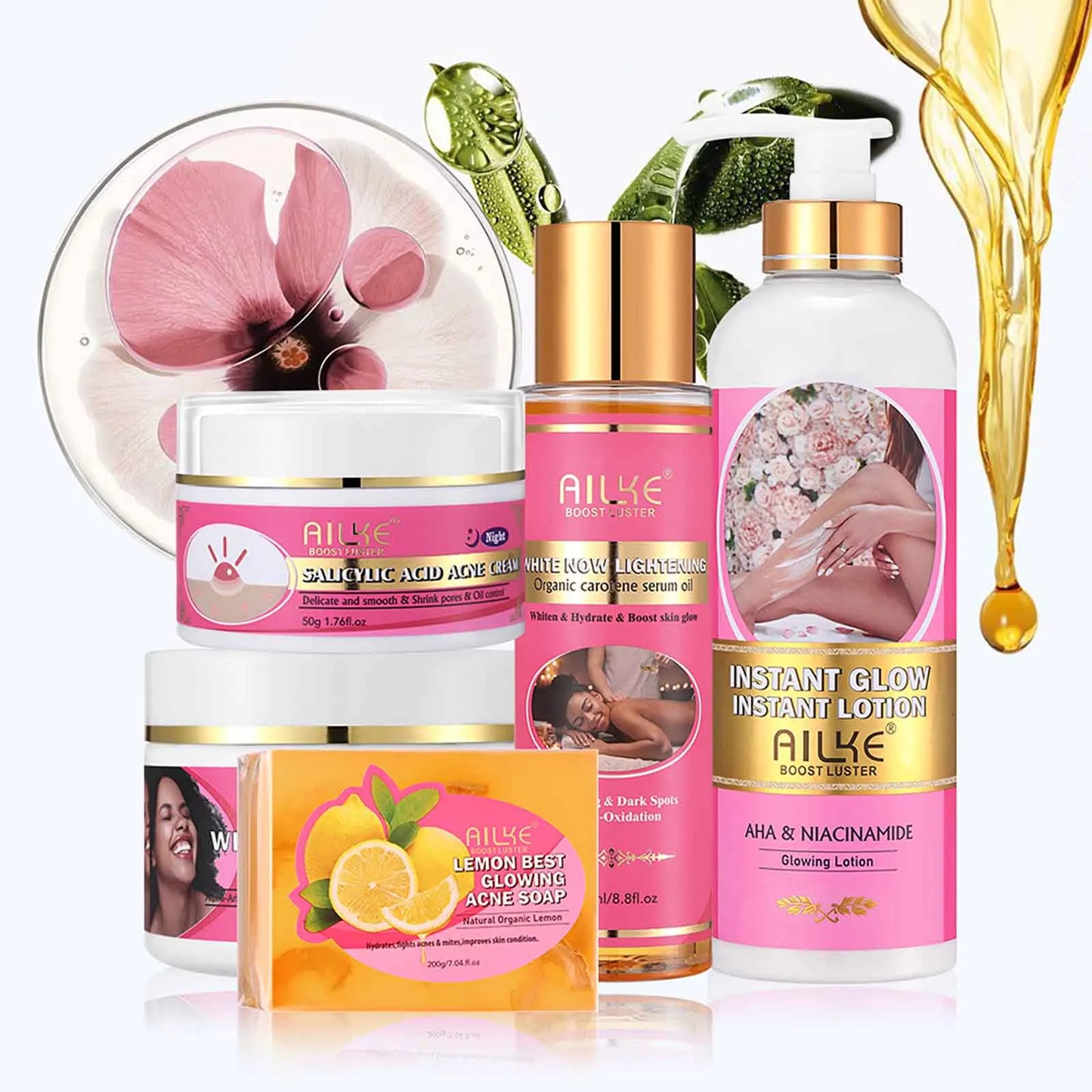 AILKE Women Skin Glowing Body Lotion, Moisturizing, Brightening, Nourishing, Smoothing Skin Cream, With AHA, Niacinamide
