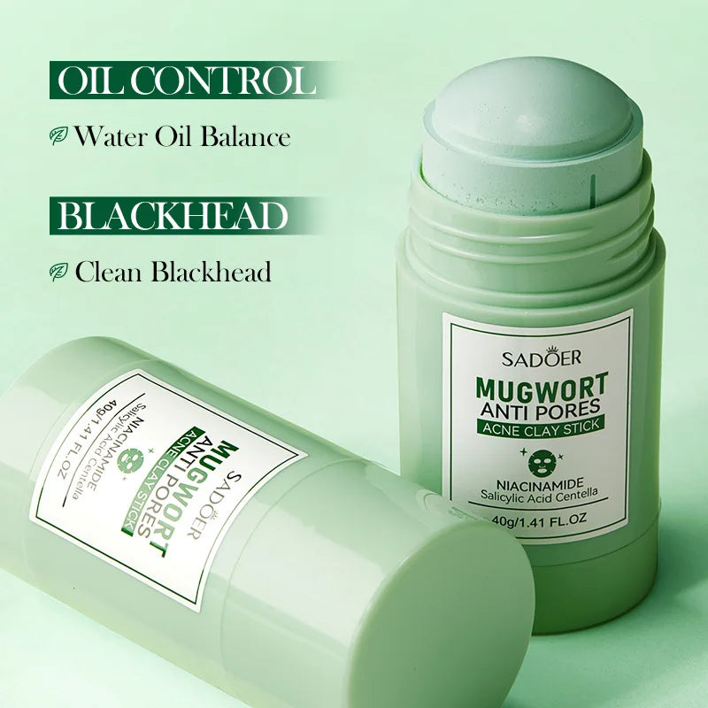 SADOER Mugwort Solid Facial Mask Stick Clay Mud Masks Pore Cleaning Remove Blackhead Moisturizing Face Mask Skin Care