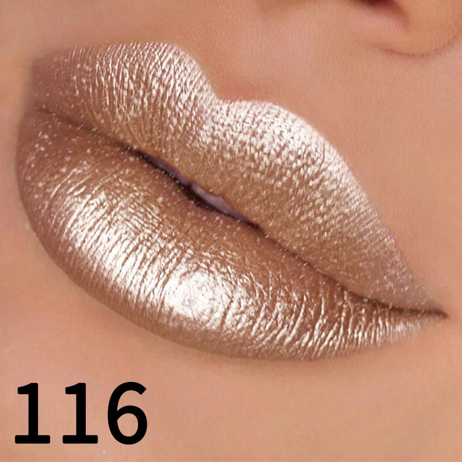 19 colors glitter lipstick hydrating red pink sparkling shine lip color highly pigmented lip tints metallic finish lip makeup