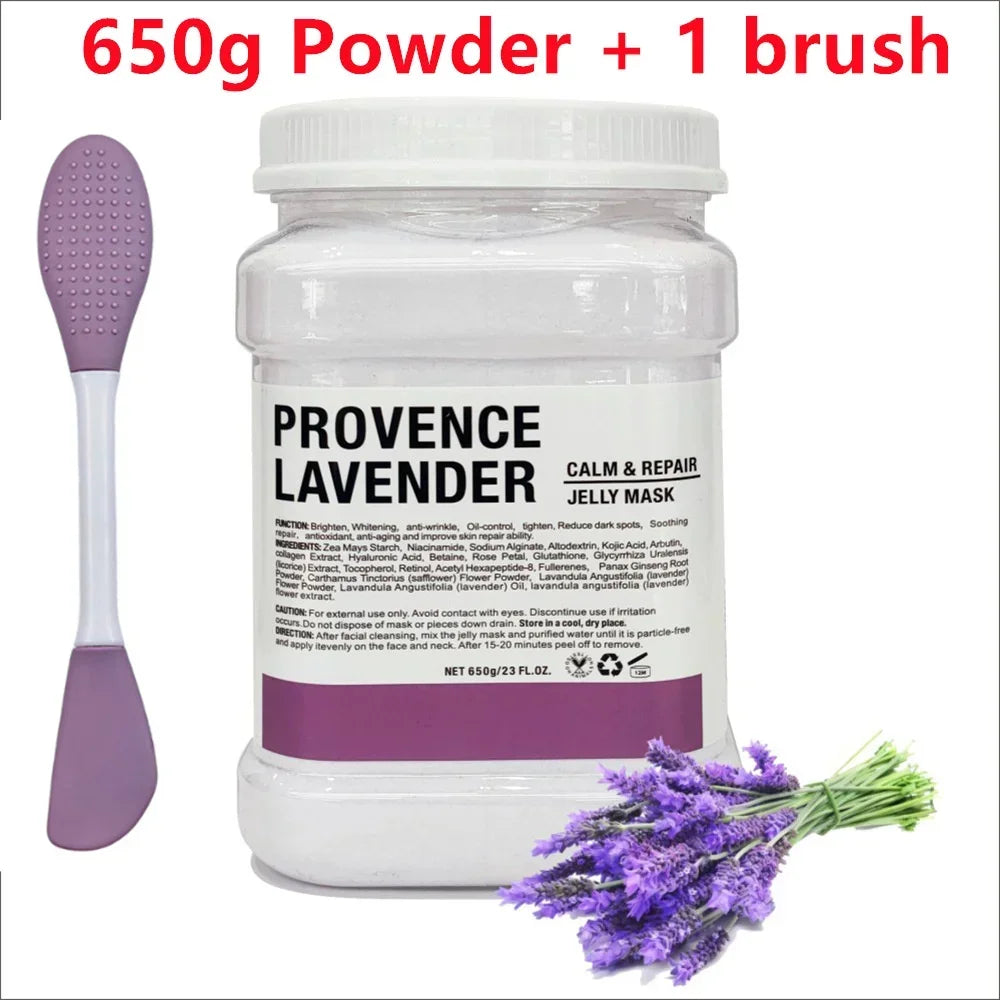 650g Chamomile Hyaluronic Acid Facial Moisturizing Mask Powder with Silicone Brush Increasing Skin Elasticity Rose Jelly Mask
