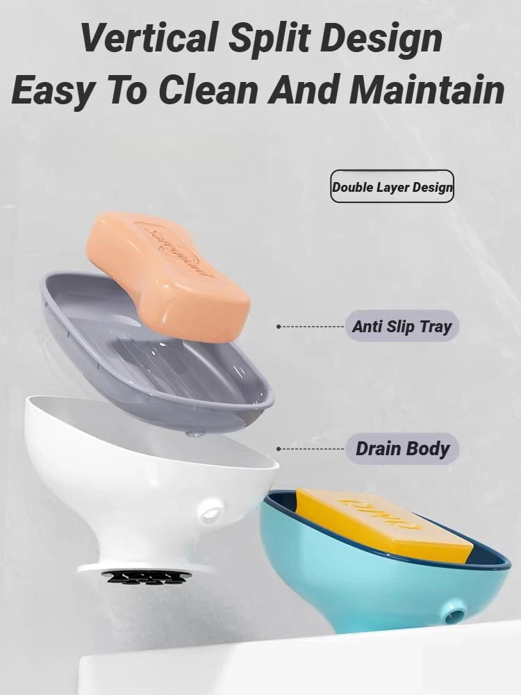 Self Draining Soap Holder Super Suction Cup Portable Storage Container For Bathroom Kitchen Sponge Accessories Supplies