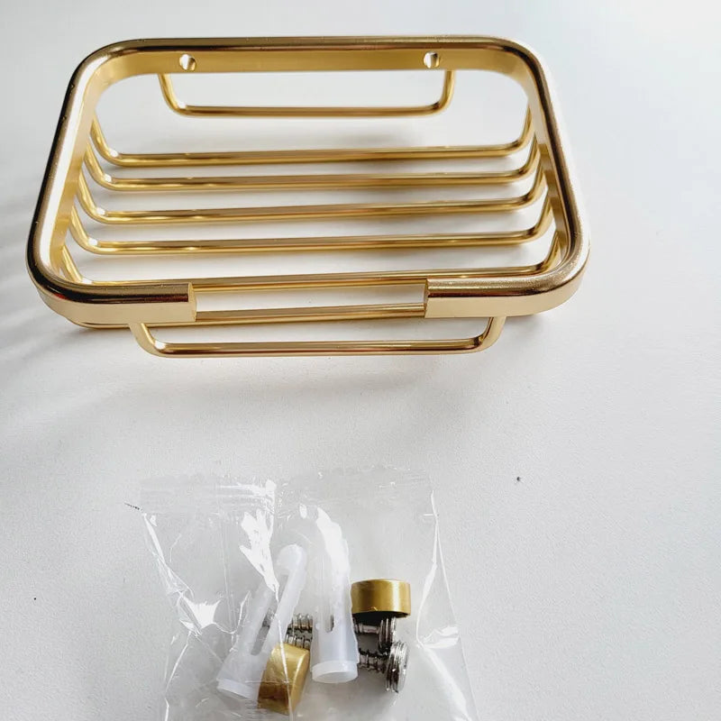 Gold Soap Dishes Soap Basket Wall Mounted Soap Dish Bathroom Accessories Bathroom Furniture Toilet Balcony Glass Soap Holder