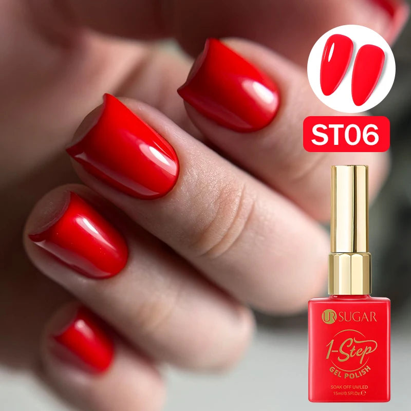 UR SUGAR 15ml 1 Step Gel Polish 3 IN 1 Red Pink Glossy Nail Soak Off LED UV Gel Nail Varnishes No Need Base Gel and Top Coat