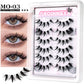 GROINNEYA Manga Eyelashes Natural Spiky Mink Lashes Natural Curl Full Strip Clear Stem Lashes Soft Fake Lashes Extension Makeup