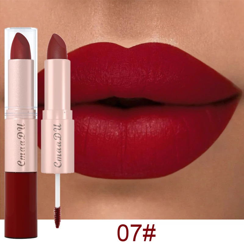 1/3pcs 2 in 1 Velvet Matte Lipstick Set Double Head Lip Gloss Kit Non-stick Cup Lip Tint Long Lasting Waterproof Lipstick Makeup