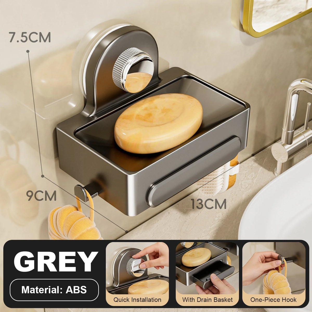 Storage Rack Wall Soap Dish for Bathroom Case Soap Box Dish Storage Plate Drain Soap Box Soap Holder Bathroom Accessories