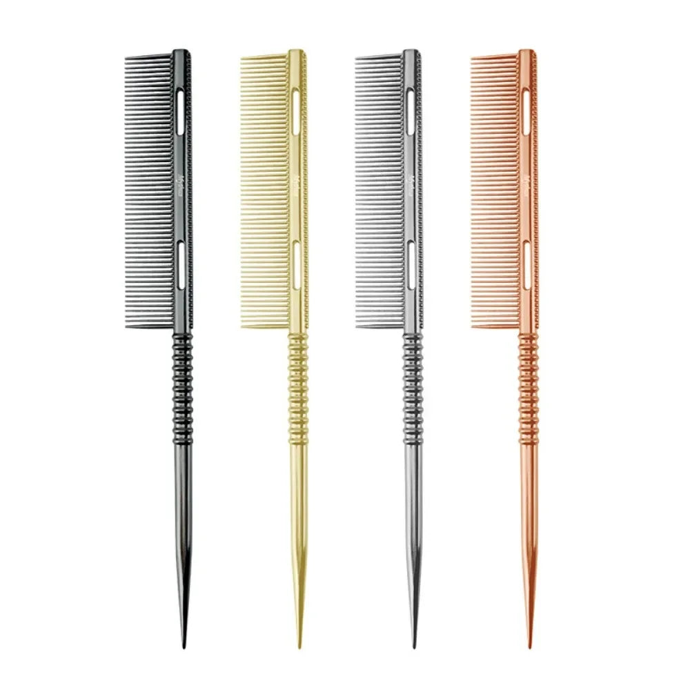 Aluminium Fine Hair Comb Rat Tail Hairdressing Combs Hair Cutting Parting Hair Brush Barber Accessories Salon Styling Tools