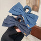1PC Cowboy Cloth Hair Clip Bow Clip Headdress Female Back of Head Plate Hair Grab Clip Temperament Large Shark Clip Hairpin