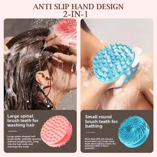 Silicone Body Scrubber Loofah Double-Sided Bath Brush,Shower Scrubber And Scalp Massager Shampoo Brush For Kids Women Men