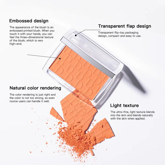 6 Colors Matte Embossed Blush Rosy Blusher Facial Blush Powder High Pigmented Pink Coral Rouged For Cheeks Smooth Cosmetics