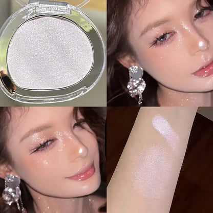 Shimmer Glitter Powder Highlighter Palette Shiny Diamond White Eyeshadow Highlight Makeup Face and Body Brighten Natural Contour